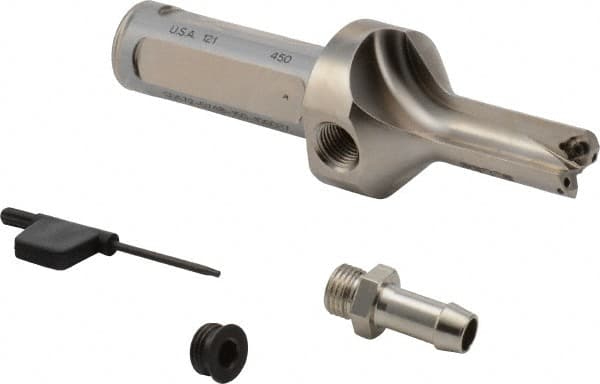 Seco - 1.496" Max Drill Depth, 2xD, 3/4" Diam, Indexable Insert Drill - 2 Inserts, 1" Shank Diam, Straight Shank - Exact Tooling