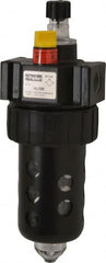 Parker - 3/8" NPT, 150 Max psi Intermediate Micro Mist Lubricator - Polycarbonate Bowl with Sight Glass, Zinc Body, 60 CFM, 125°F Max Temp, 2.81" Wide x 7.82" High - Exact Tooling