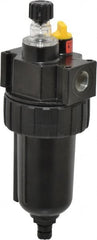 Parker - 3/8" NPT, 250 Max psi Intermediate Micro Mist Lubricator - Metal Bowl with Sight Glass, Zinc Body, 60 CFM, 175°F Max Temp, 2.81" Wide x 7.82" High - Exact Tooling