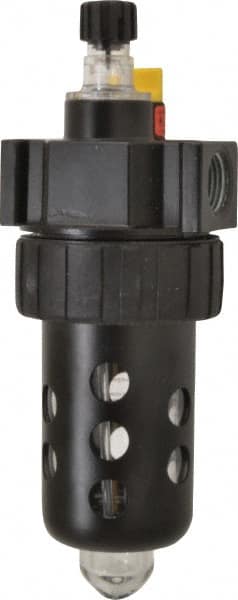 Parker - 1/2" NPT, 150 Max psi Intermediate Micro Mist Lubricator - Polycarbonate Bowl with Sight Glass, Zinc Body, 90 CFM, 125°F Max Temp, 2.81" Wide x 7.82" High - Exact Tooling