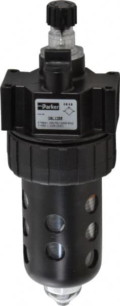 Parker - 1/4" NPT, 150 Max psi Intermediate Mist Lubricator - Polycarbonate Bowl with Sight Glass, Zinc Body, 40 CFM, 125°F Max Temp, 2.81" Wide x 7.82" High - Exact Tooling