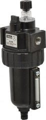 Parker - 1/4" NPT, 250 Max psi Intermediate Mist Lubricator - Metal Bowl with Sight Glass, Zinc Body, 40 CFM, 175°F Max Temp, 2.81" Wide x 7.82" High - Exact Tooling