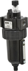Parker - 3/8" NPT, 250 Max psi Intermediate Mist Lubricator - Metal Bowl with Sight Glass, Zinc Body, 60 CFM, 175°F Max Temp, 2.81" Wide x 7.82" High - Exact Tooling