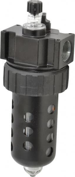 Parker - 3/4" NPT, 150 Max psi Standard Mist Lubricator - Polycarbonate Bowl with Sight Glass, Zinc Body, 90 CFM, 125°F Max Temp, 3.24" Wide x 9.27" High - Exact Tooling