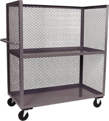 Jamco - 2,000 Lb Capacity, 2 Shelf, 3-Sided Steel Truck - 60" Long x 30" Wide x 57" High, 6" Diam Phenolic Resin Wheels - Exact Tooling