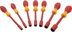 Wiha - 7 Piece 3/16 to 1/2" Insulated Nutdriver Set - Solid Shaft, Ergonomic Handle - Exact Tooling