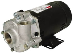 Pentair - ODP Motor, 115/208-230 Volt, 1 Phase, 3/4 HP, Stainless Steel Straight Pump - 1 Inch Inlet, 3/4 Inch Outlet, 55 Max Head psi, Stainless Steel Impeller, Viton Seal, 55 Ft. Shut Off - Exact Tooling