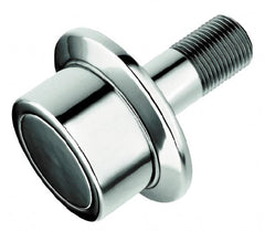 Accurate Bushing - 2-1/4" Roller Diam x 1-11/16" Width, 7/8" Stud Diam x 2" Length, Flanged Load Roller - Steel, 1-1/8" Thread Length, 7/8-14 Thread, 3,490 Lb Dynamic Cap, 2,000 Lb Static Cap - Exact Tooling