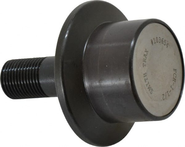 Accurate Bushing - 1-1/2" Roller Diam x 1-3/16" Width, 5/8" Stud Diam x 1-1/2" Length, Flanged Load Roller - Steel, 3/4" Thread Length, 5/8-18 Thread, 2,520 Lb Dynamic Cap, 1,370 Lb Static Cap - Exact Tooling