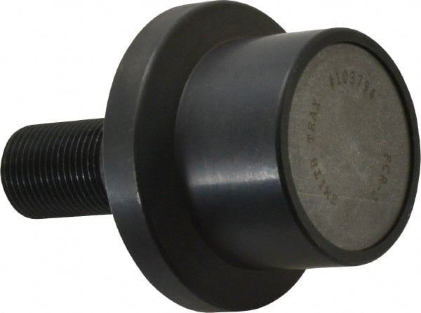 Accurate Bushing - 2" Roller Diam x 1-11/16" Width, 7/8" Stud Diam x 2" Length, Flanged Load Roller - Steel, 1-1/4" Thread Length, 7/8-14 Thread, 3,490 Lb Dynamic Cap, 2,000 Lb Static Cap - Exact Tooling