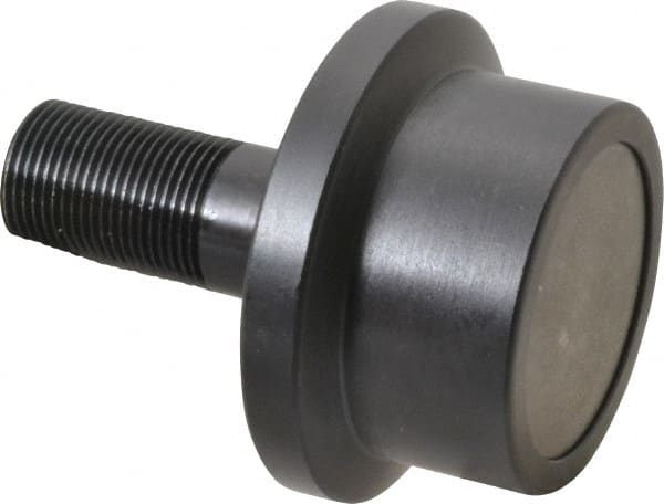 Accurate Bushing - 2-1/2" Roller Diam x 1-11/16" Width, 1" Stud Diam x 2-1/4" Length, Flanged Load Roller - Steel, 1-1/2" Thread Length, 1-14 Thread, 5,120 Lb Dynamic Cap, 3,120 Lb Static Cap - Exact Tooling