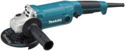 Makita - 5" Wheel Diam, 11,000 RPM, Corded Angle & Disc Grinder - 5/8-11 Spindle, 120 Volts, 10.5 Amps, Front Exhaust - Exact Tooling