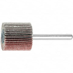 PFERD - 1" Diam x 1" Face Width, Aluminum Oxide Coated Mounted Flap Wheel - 1/4" Shank Mount, 80 Grit, 25,000 Max RPM - Exact Tooling
