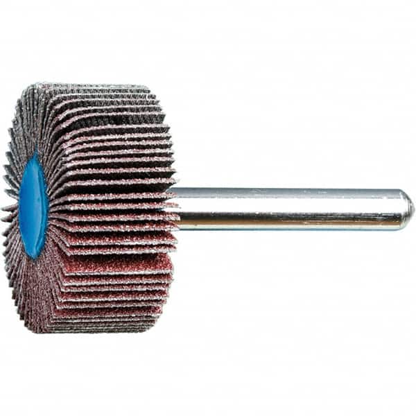 PFERD - 1-3/8" Diam x 5/8" Face Width, Aluminum Oxide Coated Mounted Flap Wheel - 1/4" Shank Mount, 80 Grit, 23,000 Max RPM - Exact Tooling