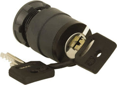 Schneider Electric - 22mm Mount Hole, 2 Position, Key Operated, Selector Switch Only - Black, Maintained (MA), Nonilluminated, Shock, Vibration and Water Resistant - Exact Tooling