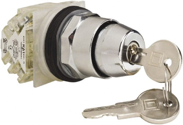 Schneider Electric - 1.18 Inch Mount Hole, 2 Position, Knob and Pushbutton Operated, Selector Switch - Black, Maintained (MA), 2NO/2NC, Weatherproof and Dust and Oil Resistant - Exact Tooling