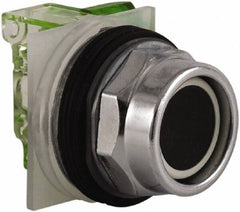 Schneider Electric - 30mm Mount Hole, Extended Straight, Pushbutton Switch with Contact Block - Black Pushbutton, Momentary (MO) - Exact Tooling