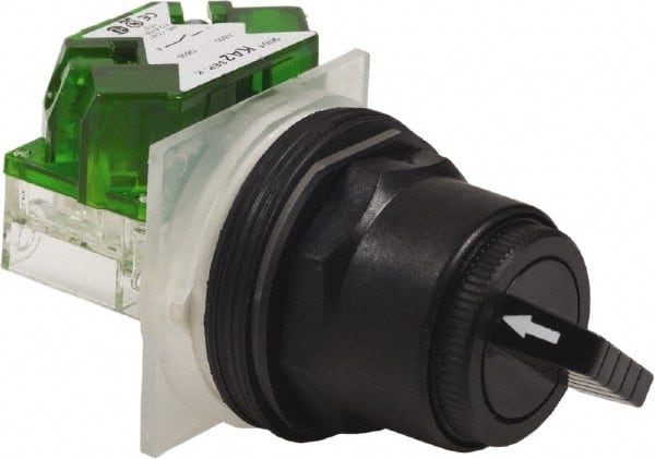 Schneider Electric - 1.18 Inch Mount Hole, 2 Position, Knob and Pushbutton Operated, Selector Switch - Black, Maintained (MA), Anticorrosive, Weatherproof, Dust and Oil Resistant - Exact Tooling