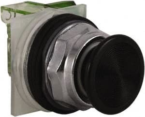 Schneider Electric - 30mm Mount Hole, Extended Straight, Pushbutton Switch with Contact Block - Black Pushbutton, Momentary (MO) - Exact Tooling
