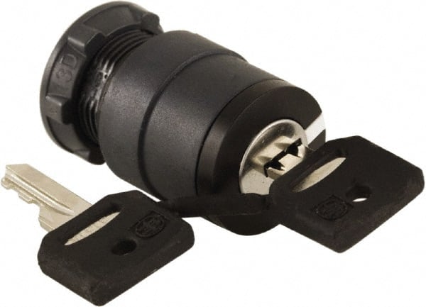 Schneider Electric - 22mm Mount Hole, 2 Position, Key Operated, Selector Switch Only - Black, Maintained (MA), Nonilluminated, Shock, Vibration and Water Resistant - Exact Tooling