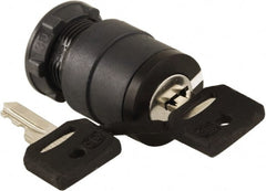 Schneider Electric - 22mm Mount Hole, 2 Position, Key Operated, Selector Switch Only - Black, Maintained (MA), Nonilluminated, Shock, Vibration and Water Resistant - Exact Tooling