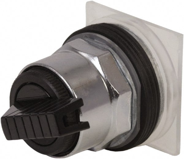 Schneider Electric - 1.18 Inch Mount Hole, 3 Position, Knob and Pushbutton Operated, Selector Switch Only - Black, Maintained (MA), without Contact Blocks, Weatherproof and Dust and Oil Resistant - Exact Tooling