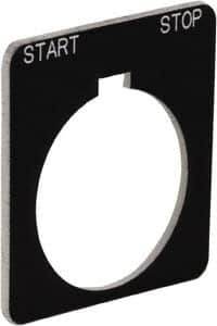 Schneider Electric - Square, Plastic Legend Plate - Start-Stop - Black Background, White Letters, 1.22 Inch Hole Diameter, 1-3/4 Inch Square - Exact Tooling