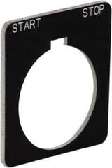 Schneider Electric - Square, Plastic Legend Plate - Start-Stop - Black Background, White Letters, 1.22 Inch Hole Diameter, 1-3/4 Inch Square - Exact Tooling