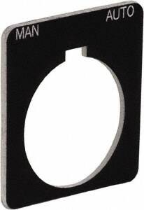 Schneider Electric - Square, Plastic Legend Plate - Manual-Auto - Black Background, White Letters, 1.22 Inch Hole Diameter, 1-3/4 Inch Square - Exact Tooling