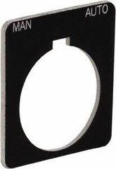 Schneider Electric - Square, Plastic Legend Plate - Manual-Auto - Black Background, White Letters, 1.22 Inch Hole Diameter, 1-3/4 Inch Square - Exact Tooling