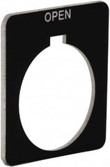 Schneider Electric - Square, Plastic Legend Plate - Open - Black Background, White Letters, 1.2 Inch Hole Diameter, 1-3/4 Inch Square - Exact Tooling
