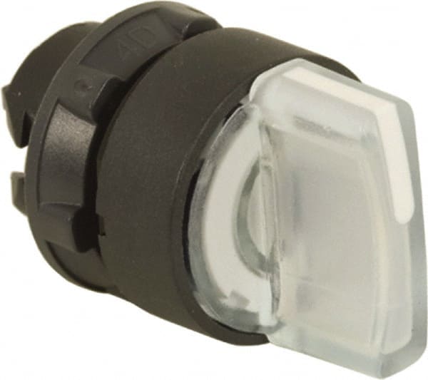 Schneider Electric - 22mm Mount Hole, 3 Position, Handle Operated, Selector Switch Only - White, Momentary (MO), Illuminated, Shock, Vibration and Water Resistant - Exact Tooling