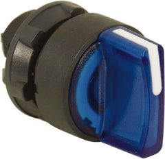Schneider Electric - 22mm Mount Hole, 3 Position, Handle Operated, Selector Switch Only - Blue, Maintained (MA), Illuminated, Shock, Vibration and Water Resistant - Exact Tooling
