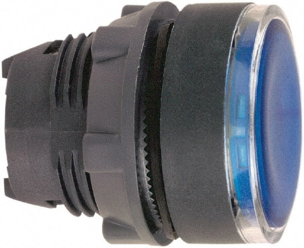 Schneider Electric - 22mm Mount Hole, Flush, Pushbutton Switch Only - Round, Blue Pushbutton, Illuminated, Maintained (MA) - Exact Tooling