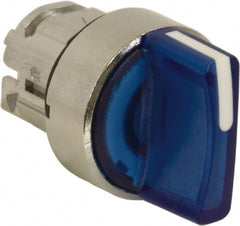 Schneider Electric - 22mm Mount Hole, 3 Position, Handle Operated, Selector Switch - Blue, Momentary (MO), Illuminated, Shock, Vibration and Water Resistant - Exact Tooling