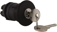 Schneider Electric - 22mm Mount Hole, Extended Mushroom Head, Pushbutton Switch Only - Round, Black Pushbutton, Nonilluminated, Maintained (MA) - Exact Tooling
