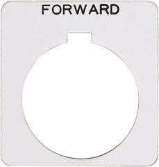 Schneider Electric - Square, Plastic Legend Plate - Forward - White Background, Black Letters, 1.22 Inch Hole Diameter, 1-3/4 Inch Square - Exact Tooling