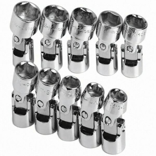 SK - 3/8" Drive Standard Socket Set - 10 to 19mm, Metric Measurement Standard - Exact Tooling