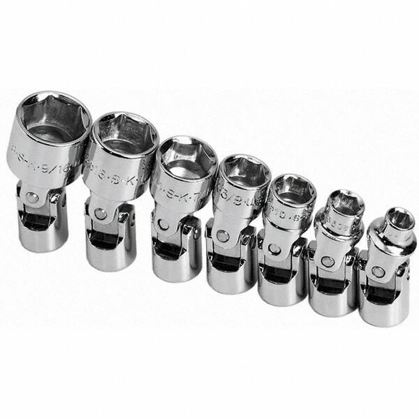 SK - 1/4" Drive Standard Socket Set - 3/16 to 9/16", Inch Measurement Standard - Exact Tooling