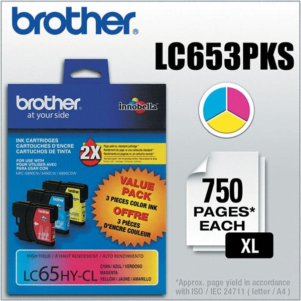 Brother - Cyan, Magenta & Yellow Ink Cartridge - Use with Brother MFC-5890CN, 5895CW, 6490CW, 6890CDW - Exact Tooling