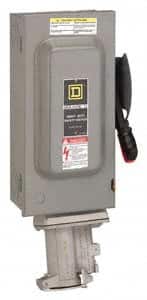 Square D - 60 Amp, 600 VAC, 3 Pole Fused Safety Switch - NEMA 1, 50 hp at 600 VAC (Triple Phase) - Exact Tooling