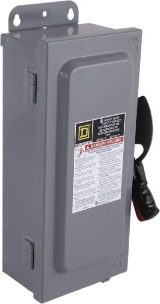 Square D - 100 Amp, 600 VAC/VDC, 3 Pole Nonfused Safety Switch - NEMA 12, 40 hp at 600 VAC, 50 hp at 600 VDC (Single Phase), 100 hp at 600 VAC, 50 hp at 600 VDC (Triple Phase), 3PST Contact Form - Exact Tooling