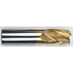 1/4" Dia. - 2-1/2 OAL - Chip Breaker-Solid CBD - TiCN-Single End Roughing End Mill - 4 FL - Exact Tooling
