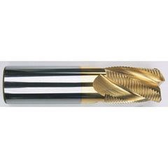 1/2" Dia. - 3" OAL - Chip Breaker-Solid CBD - TiCN-Single End Roughing End Mill - 4 FL - Exact Tooling