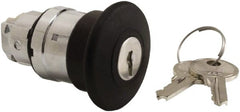 Schneider Electric - 22mm Mount Hole, Extended Mushroom Head, Pushbutton Switch Only - Round, Black Pushbutton, Nonilluminated, Maintained (MA) - Exact Tooling