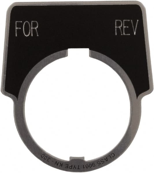 Schneider Electric - Aluminum Legend Plate - Forward-Reverse - Black Background, 30mm Hole Diameter, 1-3/4 Inch Wide - Exact Tooling