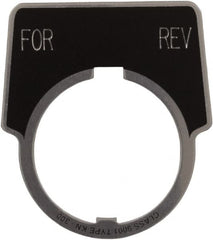 Schneider Electric - Aluminum Legend Plate - Forward-Reverse - Black Background, 30mm Hole Diameter, 1-3/4 Inch Wide - Exact Tooling