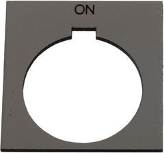 Schneider Electric - Square, Plastic Legend Plate - On - Silver Background, Black Letters, 1.2 Inch Hole Diameter, 1-3/4 Inch Square - Exact Tooling