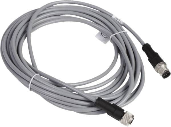 Telemecanique Sensors - 3 Amp, M12 4 Pin Female Straight (End 2), M12 4 Pin Male Straight (End 1) Jumper Cable Sensor and Receptacle - 250 VAC, 300 VDC, 5m Cable Length, IP65 Ingress Rating - Exact Tooling