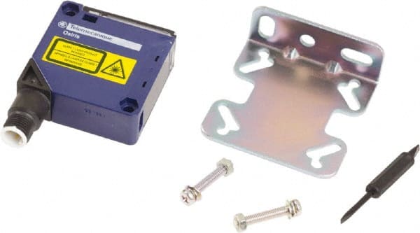 Telemecanique Sensors - M12 Connector, 1m Nominal Distance, Shock and Vibration Resistant, Diffused Photoelectric Sensor - 12 to 24 VDC, 250 Hz, Polycarbonate, 50mm Long x 18mm Wide x 50mm High - Exact Tooling